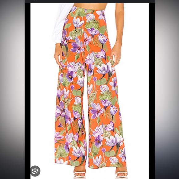 Alice + Olivia Floral Wide Leg Pants size 10 - Picture 2 of 6